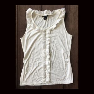 WHBM White tank with ruffle